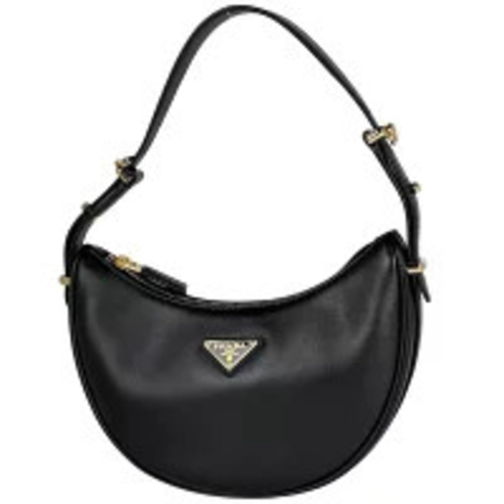 Prada Plate 2way Shoulder Bag Ark Leather Nero Black